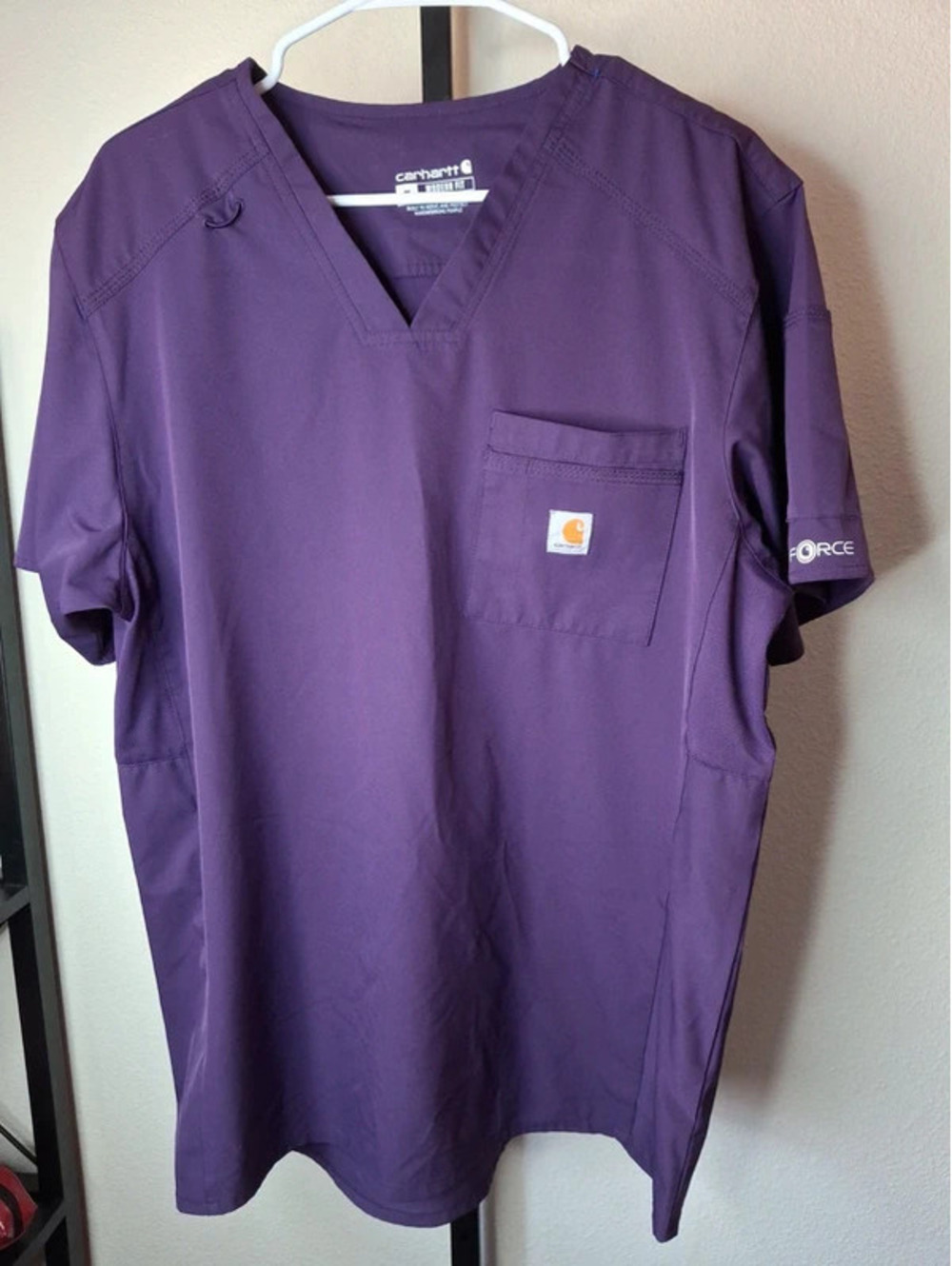 Carhartt Force Essentials Men's V-Neck Shirttail Purple Top size M